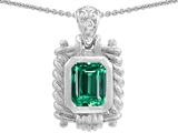 Original Star K™ Bali Style Emerald Cut 9x7mm Simulated Emerald Pendant