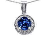 Tommaso Design™ Genuine Diamonds and Round Created Sapphire Pendant