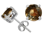 Original Star K™ Round 7mm Genuine Smoky Quartz Earring Studs