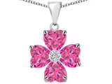 Celtic Love by Kelly 6mm Heart Shape Lab Created Pink Sapphire Lucky Clover Pendant