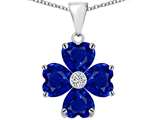 Celtic Love by Kelly 6mm Heart Shape Created Sapphire Lucky Clover Pendant