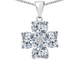 Celtic Love by Kelly 925 Heart Shape Genuine White Topaz Lucky Clover Pendant