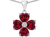 Celtic Love by Kelly 6mm Heart Shape Lab Created Ruby Lucky Clover Pendant