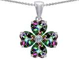 Celtic Love by Kelly 6mm Heart Shape Mystic Topaz Lucky Clover Pendant