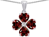 Celtic Love by Kelly 6mm Heart Shape Genuine Garnet Lucky Clover Pendant