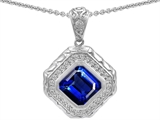 Original Star K™ 7mm Cushion Cut Created Sapphire Bali Style Pendant