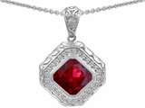 Original Star K™ 7mm Cushion Cut Created Ruby Bali Style Pendant