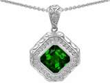 Original Star K™ 7mm Cushion Cut Simulated Emerald Bali Style Pendant