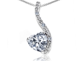 Tommaso Design™ Heart Shape 6mm Genuine White Topaz and Diamond Pendant