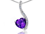 Tommaso Design™ Heart Shape 6mm Genuine Amethyst and Diamond Pendant