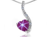 Tommaso Design™ Heart Shape 6mm Created Star Ruby and Diamond Pendant