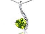 Tommaso Design™ Heart Shape 6mm Genuine Peridot and Diamond Pendant