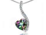 Tommaso Design™ Heart Shape 6mm Rainbow Mystic Topaz and Diamond Pendant