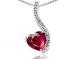 Tommaso Design™ Heart Shape 6mm Created Ruby and Diamond Pendant