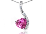 Tommaso Design™ Heart Shape 6mm Created Pink Sapphire and Diamond Pendant