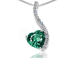 Tommaso Design™ Heart Shape 6mm Simulated Emerald And Diamond Pendant