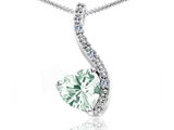 Tommaso Design™ Heart Shape 6mm Genuine Green Amethyst and Diamond Pendant