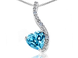 Tommaso Design™ Heart Shape 6mm Genuine Blue Topaz and Diamond Pendant