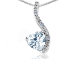 Tommaso Design™ Heart Shape 6mm Genuine Aquamarine and Diamond Pendant
