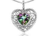 Tommaso Design™ Heart Shape 8mm Rainbow Mystic Topaz and Diamond Pendant