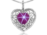 Tommaso Design™ Heart Shape 8mm Created Star Ruby and Diamond Pendant