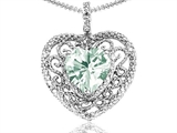 Tommaso Design™ Heart Shape 8mm Genuine Green Amethyst and Diamond Pendant