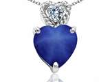 Tommaso Design™ 6mm Heart Shape Created Star Sapphire and Diamond Pendant