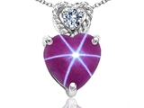 Tommaso Design™ 6mm Heart Shape Created Star Ruby and Diamond Pendant