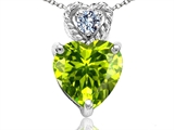 Tommaso Design™ 6mm Heart Shape Genuine Peridot and Diamond Pendant