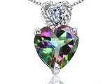 Tommaso Design™ 6mm Heart Shape Genuine Mystic Topaz and Diamond Pendant