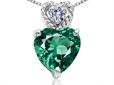 Tommaso Design™ 6mm Heart Shape Simulated Emerald and Diamond Pendant