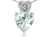 Tommaso Design™ 6mm Heart Shape Genuine Green Amethyst and Diamond Pendant