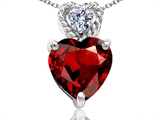 Tommaso Design™ 6mm Heart Shape Genuine Garnet and Diamond Pendant