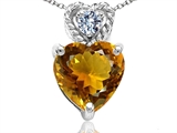 Tommaso Design™ 6mm Heart Shape Genuine Citrine and Diamond Pendant