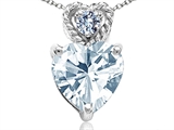 Tommaso Design™ 6mm Heart Shape Genuine Aquamarine and Diamond Pendant