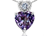 Tommaso Design™ 6mm Heart Shape Simulated Alexandrite and Diamond Pendant