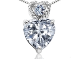 Tommaso Design™ 6mm Heart Shape Genuine White Topaz and Diamond Pendant