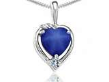 Tommaso Design™ Heart Shape Created Star Sapphire and Diamond Pendant