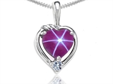 Tommaso Design™ Heart Shape Created Star Ruby and Diamond Pendant