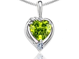 Tommaso Design™ Heart Shape Genuine Peridot and Diamond Pendant