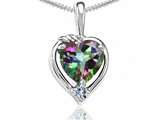 Tommaso Design™ Heart Shape Mystic Topaz and Diamond Pendant