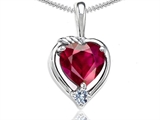 Tommaso Design™ Heart Shape 6mm Created Ruby and Diamond Pendant