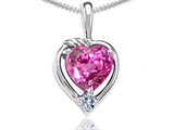 Tommaso Design™ Heart Shape Created Pink Sapphire and Diamond Pendant
