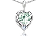 Tommaso Design™ Heart Shape Genuine Green Amethyst and Diamond Pendant