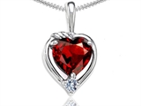 Tommaso Design™ Heart Shape Genuine Garnet and Diamond Pendant