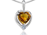 Tommaso Design™ Heart Shape Genuine Citrine and Diamond Pendant