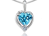 Tommaso Design™ Heart Shape Genuine Blue Topaz and Diamond Pendant