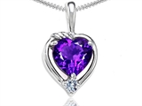 Tommaso Design™ Heart Shape Genuine Amethyst and Diamond Pendant