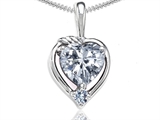 Tommaso Design™ Genuine Heart Shape White Topaz and Diamond Pendant