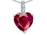 Tommaso Design™ Heart Shape 8mm Created  Ruby and Diamond Pendant